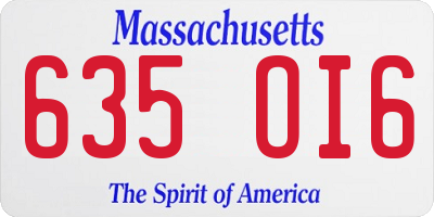 MA license plate 635OI6