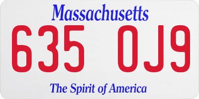 MA license plate 635OJ9