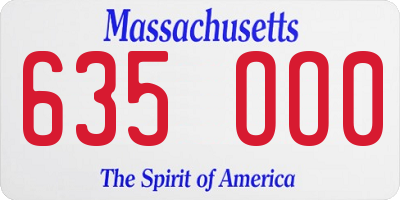 MA license plate 635OO0