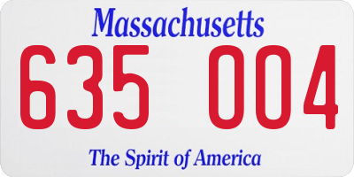 MA license plate 635OO4