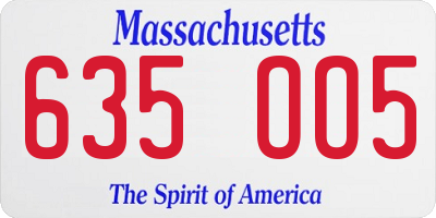 MA license plate 635OO5