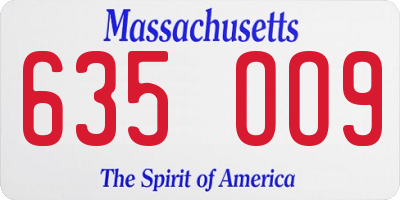 MA license plate 635OO9