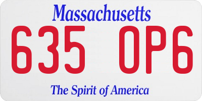 MA license plate 635OP6