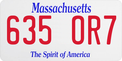 MA license plate 635OR7