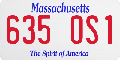 MA license plate 635OS1