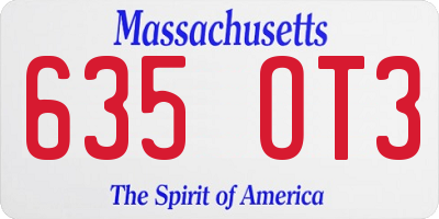 MA license plate 635OT3