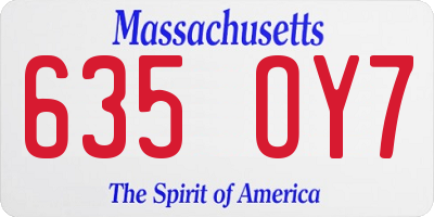 MA license plate 635OY7