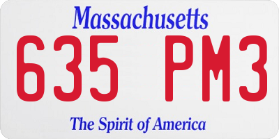 MA license plate 635PM3