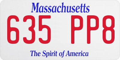 MA license plate 635PP8