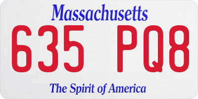MA license plate 635PQ8