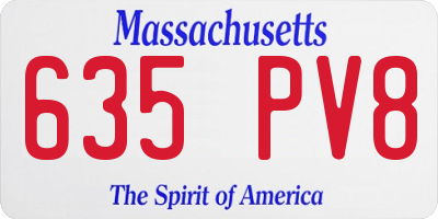 MA license plate 635PV8