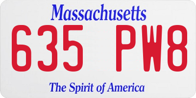 MA license plate 635PW8