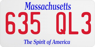 MA license plate 635QL3
