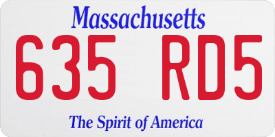 MA license plate 635RD5