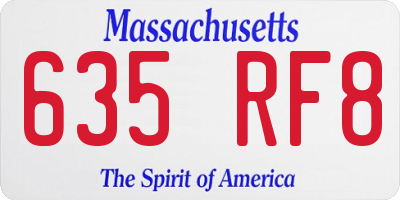 MA license plate 635RF8
