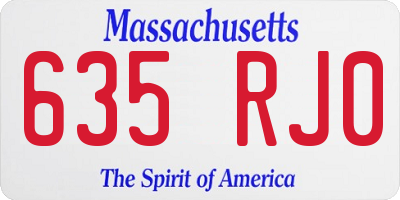 MA license plate 635RJ0