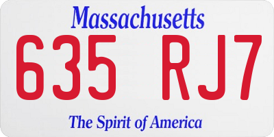 MA license plate 635RJ7