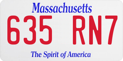 MA license plate 635RN7