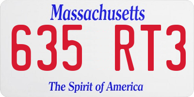 MA license plate 635RT3