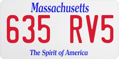 MA license plate 635RV5