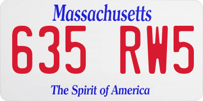 MA license plate 635RW5