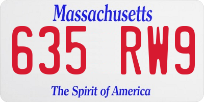 MA license plate 635RW9