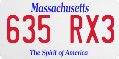 MA license plate 635RX3