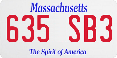 MA license plate 635SB3