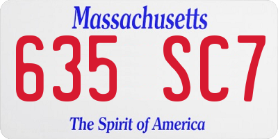 MA license plate 635SC7