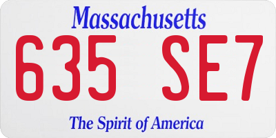 MA license plate 635SE7