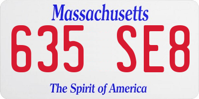 MA license plate 635SE8