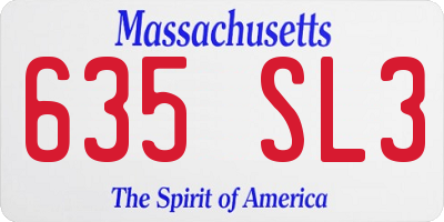 MA license plate 635SL3