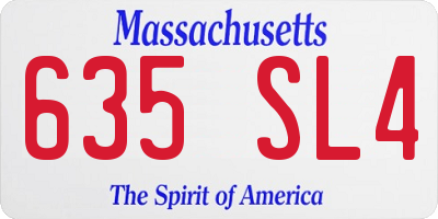 MA license plate 635SL4