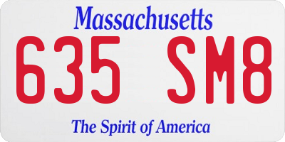MA license plate 635SM8