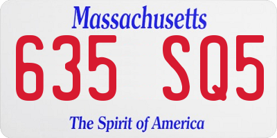 MA license plate 635SQ5