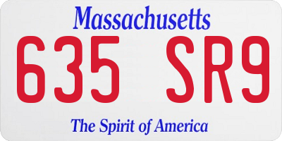 MA license plate 635SR9