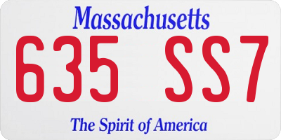 MA license plate 635SS7