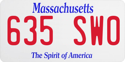 MA license plate 635SW0