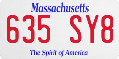 MA license plate 635SY8
