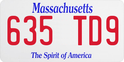 MA license plate 635TD9