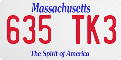 MA license plate 635TK3