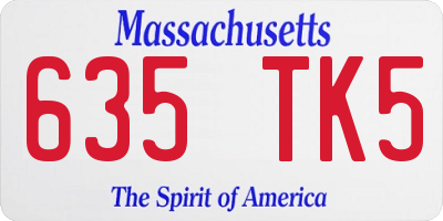 MA license plate 635TK5