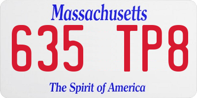 MA license plate 635TP8