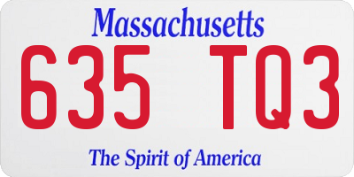 MA license plate 635TQ3