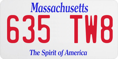 MA license plate 635TW8
