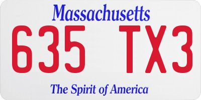 MA license plate 635TX3