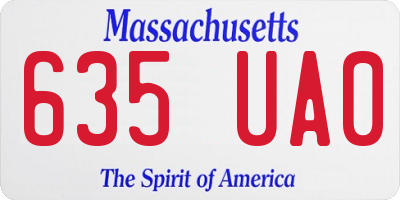 MA license plate 635UA0