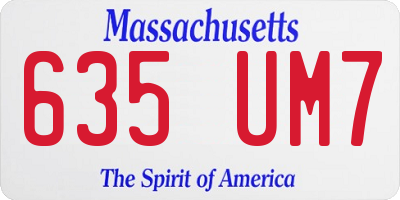 MA license plate 635UM7