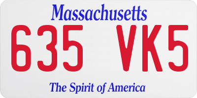 MA license plate 635VK5