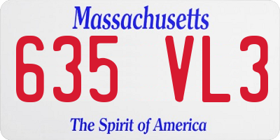 MA license plate 635VL3